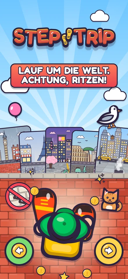 Lauf um die Welt. Achtung, Ritzen!
